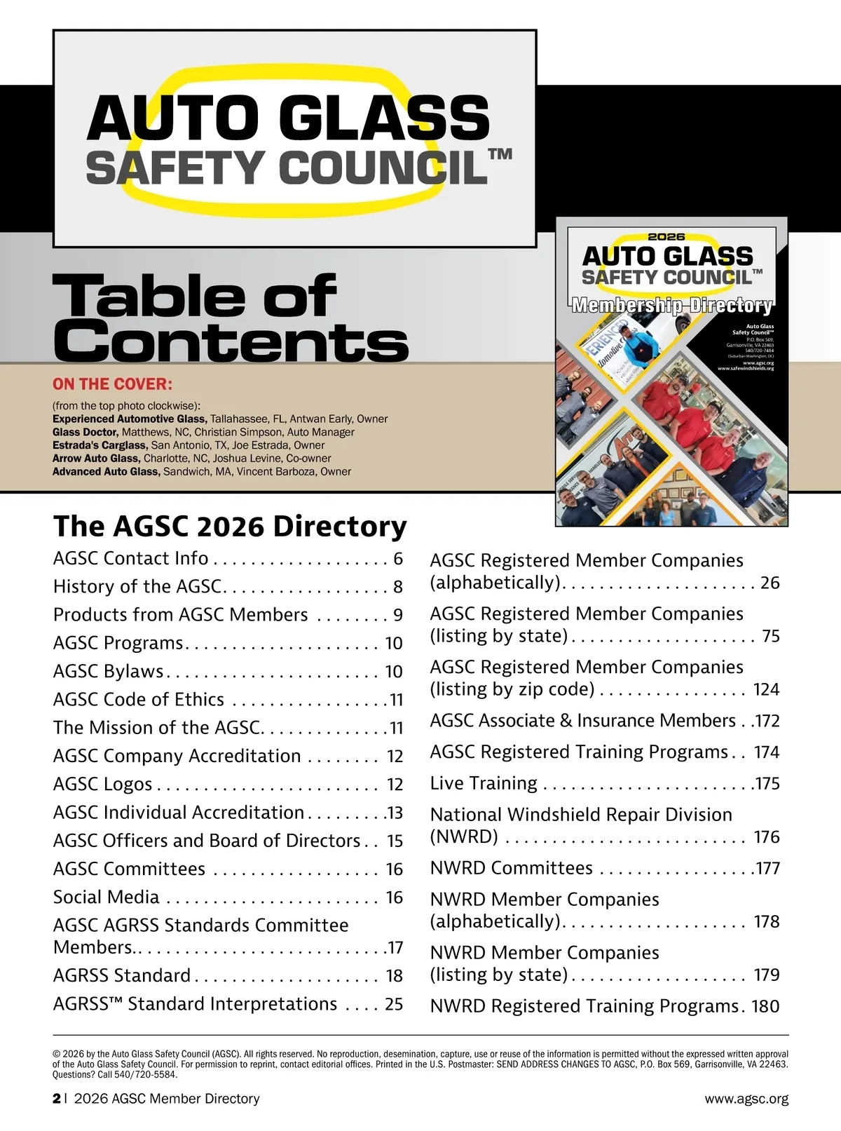 AGRR • AGSC Directory/Winter 2026 • Page 2