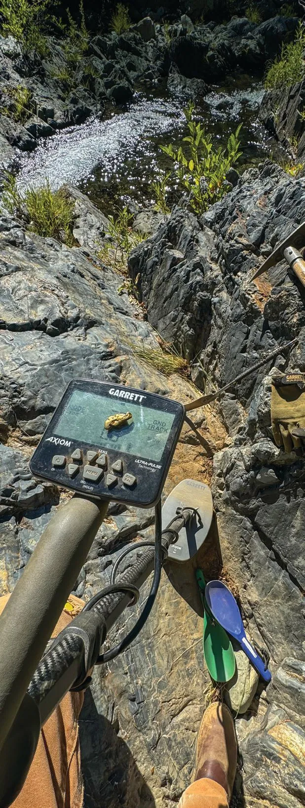 Metal detector in use for gold prospecting