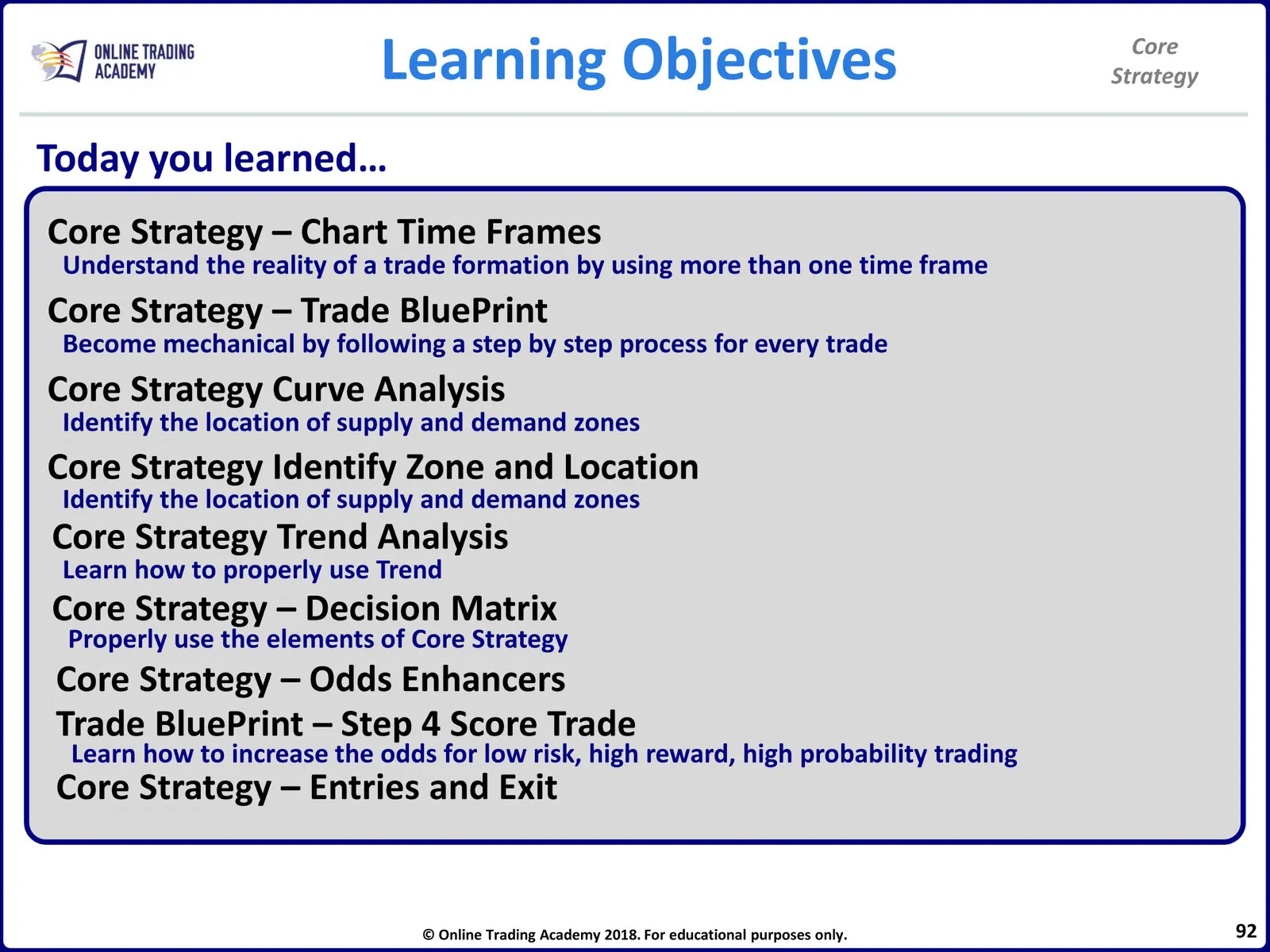 Core Strategy • Core Strategy Manual • Day 2-92