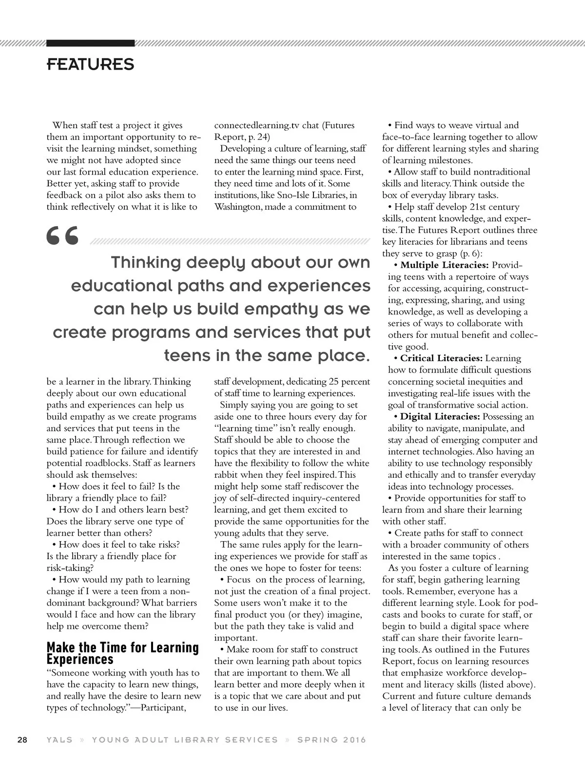 Young Adult Library Services • Vol 14 No 3 Spring 2016 • Page-28