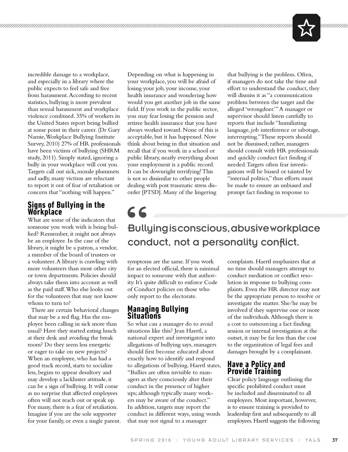 Young Adult Library Services • Vol 14 No 3 Spring 2016 • Page-37