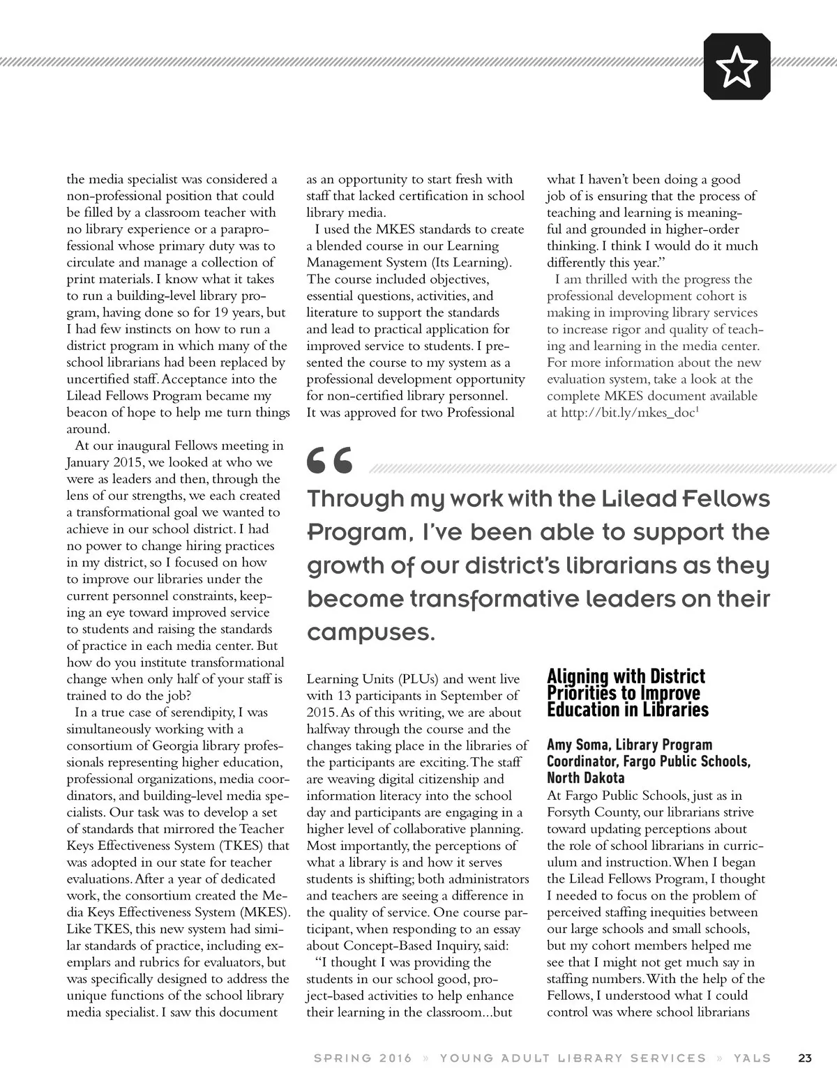 Young Adult Library Services • Vol 14 No 3 Spring 2016 • Page-23