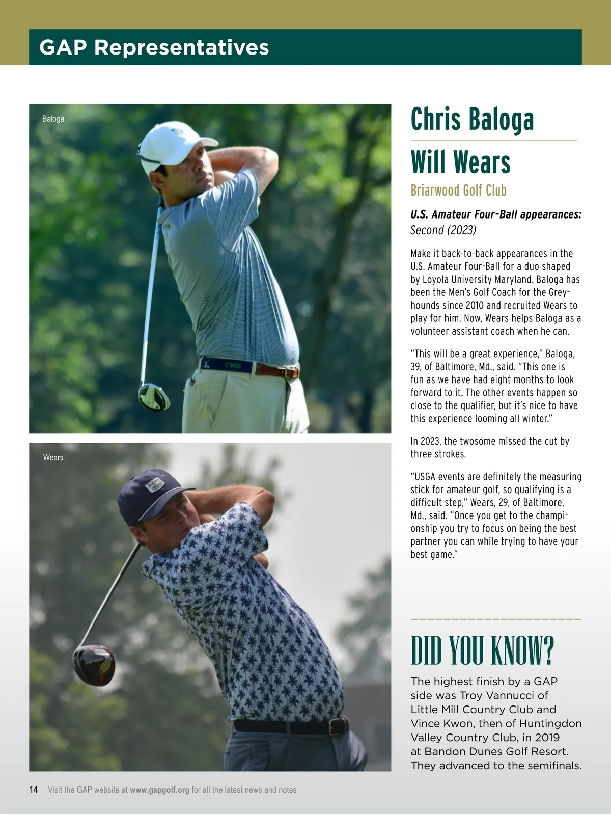 GAP Magazine • 2024 U.S. Four-Ball Digital Special • Page 14
