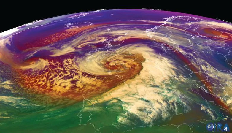 Imagery of Storm Ciarán from the Meteosat-10 satellite