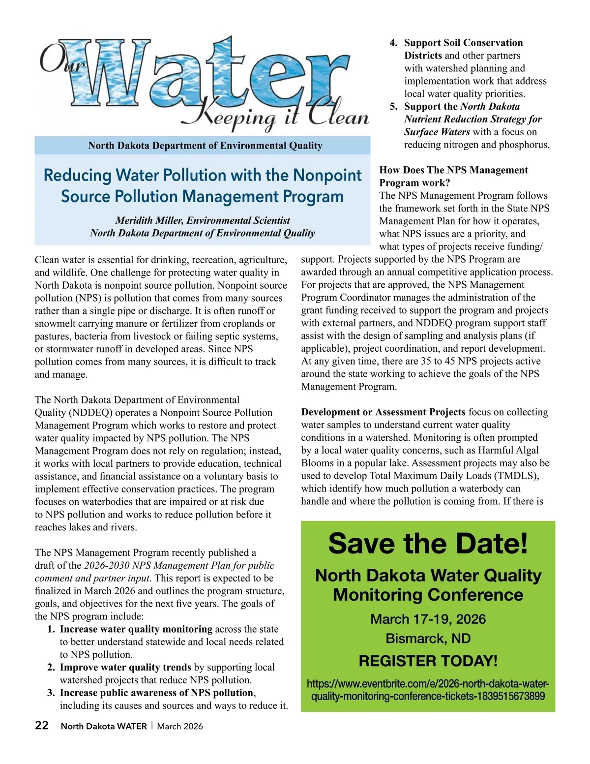 North Dakota Water • McLean-Sheridan Rural Water March 2026 ND Water ...
